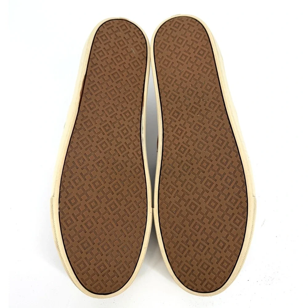Tory Burch Tan Brown Perforated Leather Jesse Slip On Sneaker Shoe Womens 10.5